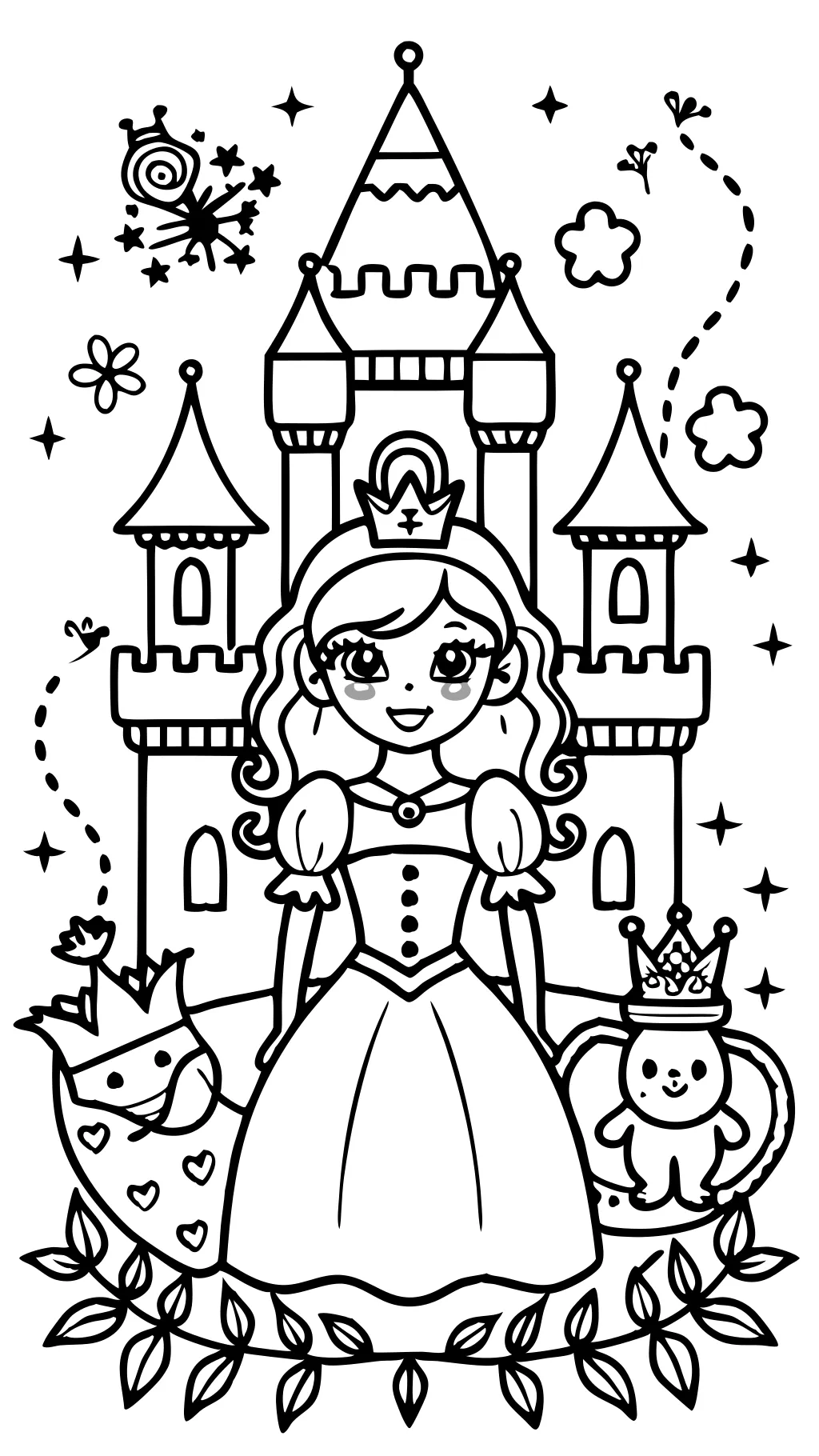 Princesse dans un château a colorier